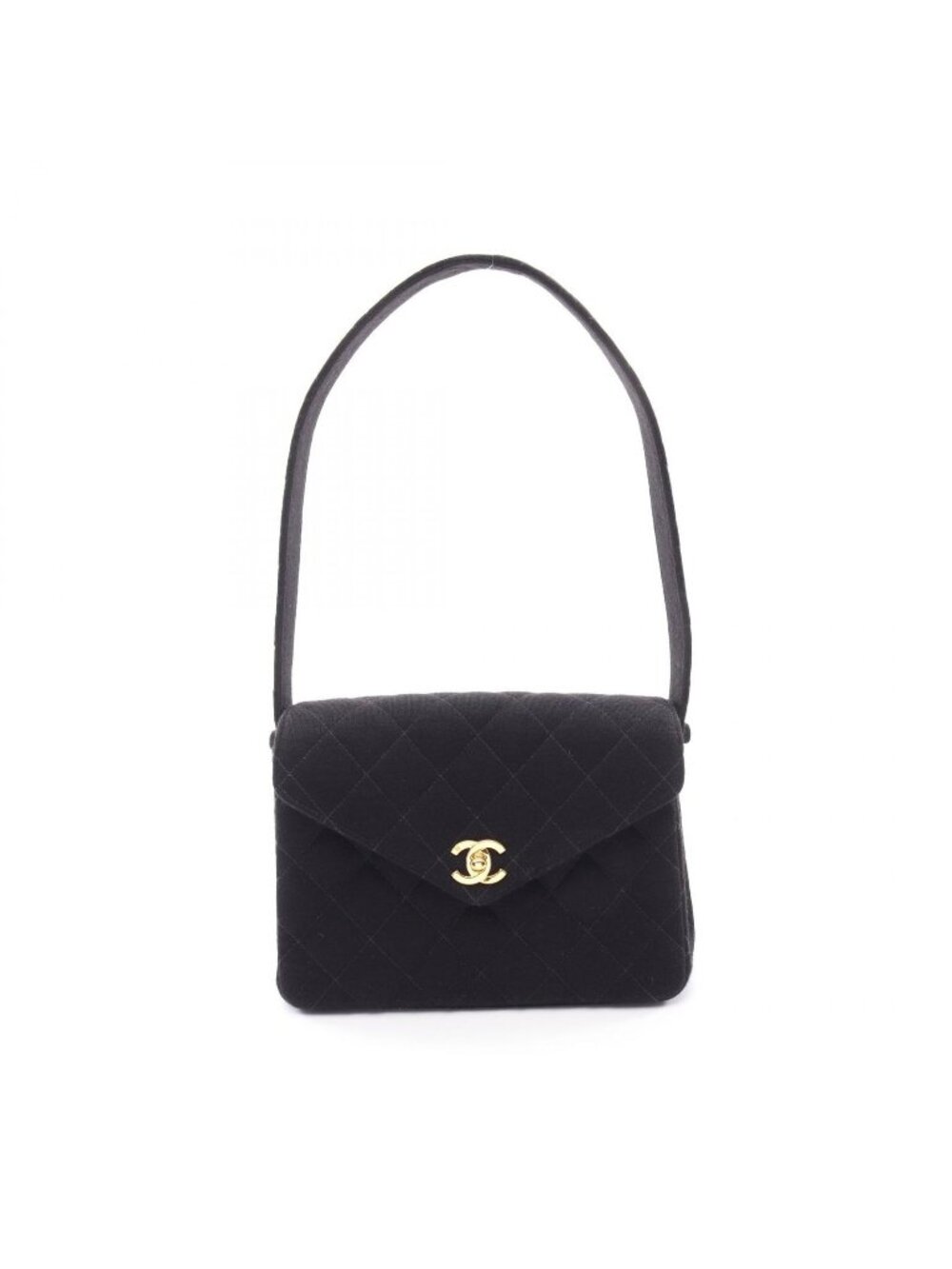Chanel Shoulder Bag Quilted Black Cotton